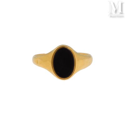 Chevalière Chevalière en or jaune 18K (750°/°°) ornée d'une …