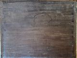 peinture représentant une planche en bois percée d'un trou au milieu
