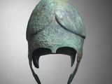 a close up of a helmet on a gray background