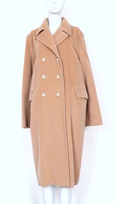 an image of a mannequin mannequin wearing a tan coat