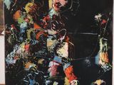 an image of a painting of a man with a guitar on a easel