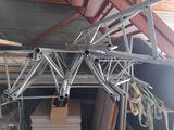 a metal structure that is in the middle of a building