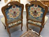 pair of antique carved wood chairs with blue upholstered upholstered upholstered upholstered upholstered upholstered upholstered upholstered