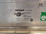 a close up of a metal box with a sticker on it