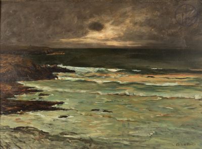 an image of a painting of a view of a body of water