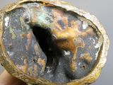 a close up of a piece of metal with rust on it