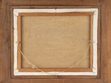 an old picture frame with a rope hanging from it ' s side