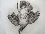 dessin représentant un oiseau perché sur une branche, tenant une brindille dans son bec