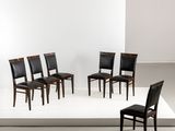 six chairs that are sitting on a white platform