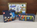 three children ' s books are sitting on a table next to each other