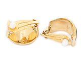 pair of yellow gold plated earrings with pearl details