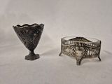 pair of antique silver plated sugar and creamers