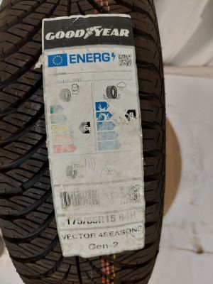 a close up of a tire with a label on it