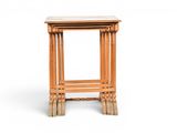an image of a small wooden table with a marble top