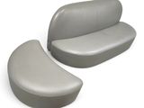 grey leather sofa and ottoman set on a white background