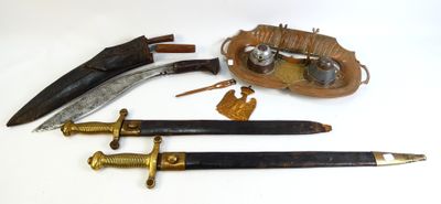 three different types of knives on a white surface