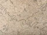 an old map of a country with a river running through it
