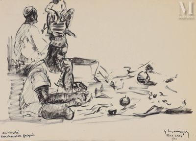 dessin représentant un groupe de personnes assises autour d'une table, avec des casseroles et des poêles