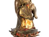 an image of a statue of a woman sitting on top of a flower