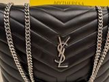 saint laurent chevrone leather shoulder bag with chain strap