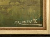 an image of a painting of a man in a boat on a lake