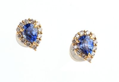 Paire de BOUTONS d'OREILLES en or jaune 750 °/°° ornés de de…