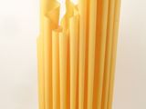 a lamp that is made out of pasta on a table