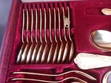 silverware in a red case with spoons, spoons, and spoon spoons
