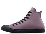 converse chuck hi top in purple with black laces