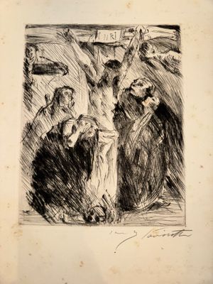 une image représentant un dessin en noir et blanc d'un homme sur une croix