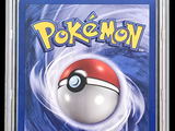 the card is in a clear plastic case with a pokemon logo