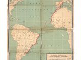 une vieille carte du monde sur laquelle figure une ligne rouge