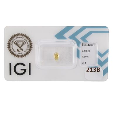 DIAMANT SOUS SCELLE De taille poire, de couleur "Fancy Vivid…