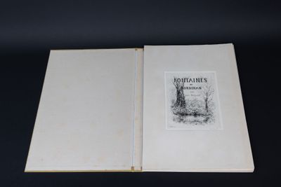 an open book with a black and white drawing on it