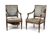 pair of louis xvi style walnut armchairs