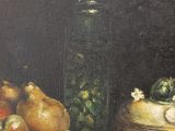 a painting of a still life with fruits and vegetables on a table