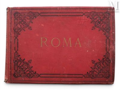 an old red book with the word roma written on it