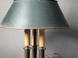 an image of a table lamp with a blue shade on top of it