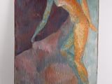 an image of a painting of a man with a blue hat