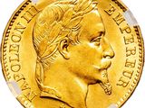 a close up of a gold coin on a white background