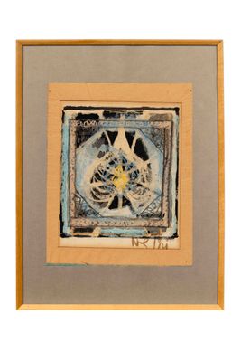 painting of a clock in a frame with a white background