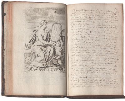 un livre ouvert sur lequel figure le dessin d'un homme assis sur un banc