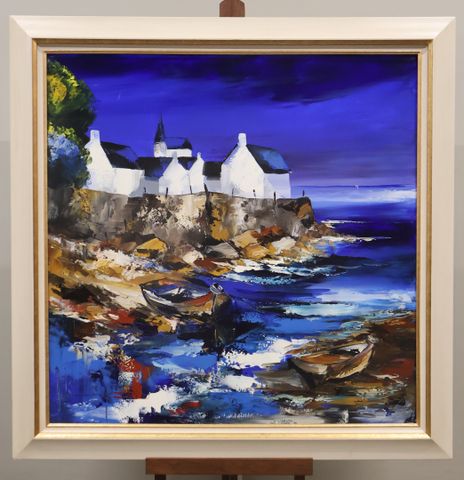 Christof MONNIN (1968) « Bretagne Bleue ». Huile sur toile. Signé...