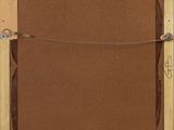 a painting of a wooden frame with a rope hanging from it ' s side