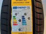 a close up of a tire with a sticker on it