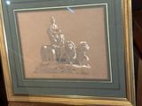 une image représentant une image d'un homme à cheval, dessinée par un chien