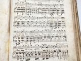 an old book with music notes on it