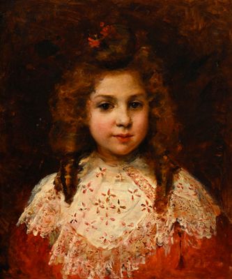 portrait d'une jeune fille en robe rouge