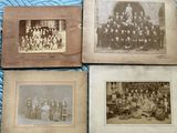 four old black and white photographs of a group of people