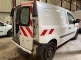a white van with a red and white stripe on the side of it